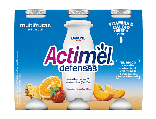Actimel é um leite fermentado que contém o exclusivo fermento L.Casei Danone e Vitaminas D e B9. No âmbito de uma alimentação e estilo de vida saudáveis, as vitaminas D e B9 contribuem para o normal funcionamento do sistema imunitário. 
Disponível nos sabores Morango, Morango 0%, Original, Original 0%, Tutti Frutti, Cítricos e Ananás Coco.
Benefícios para a saúde
Com vitaminas (D e B9) e minerais (Fe e Zn) que ajudam o normal funcionamento do sistema imunitário. Deverá ser consumido integrado num regime alimentar variado e equilibrado e num modo de vida saudável. O consumo recomendado é de uma garrafa ao dia