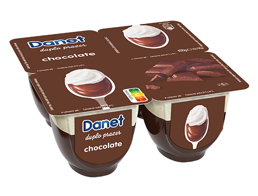 Danet Duplo prazer Chocolate, com uma irresistível camada de chantilly. Simplesmente deliciosos!
