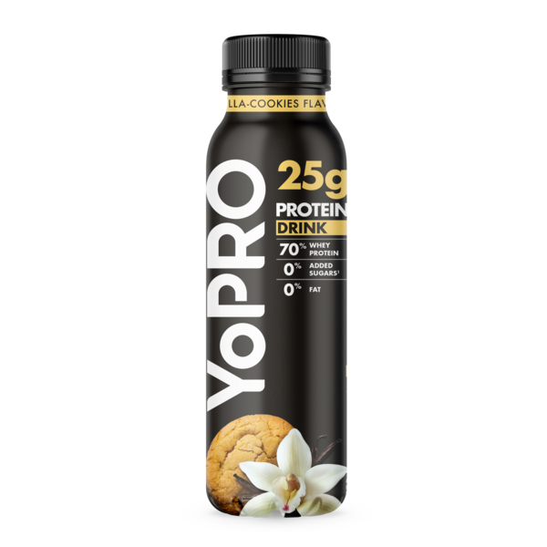 Yopro Líquido Baunilha Bolacha com Proteína*, fuel para os teus músculos. 
Benefícios para a saúde
Alto teor de proteína*. 0% matéria gorda, 0% açúcares adicionados1, sem lactose, sem corantes. *A proteína contribui para a manutenção e crescimento da massa muscular. Deverá ser consumido integrado num regime alimentar variado e equilibrado e num modo de vida saudável.