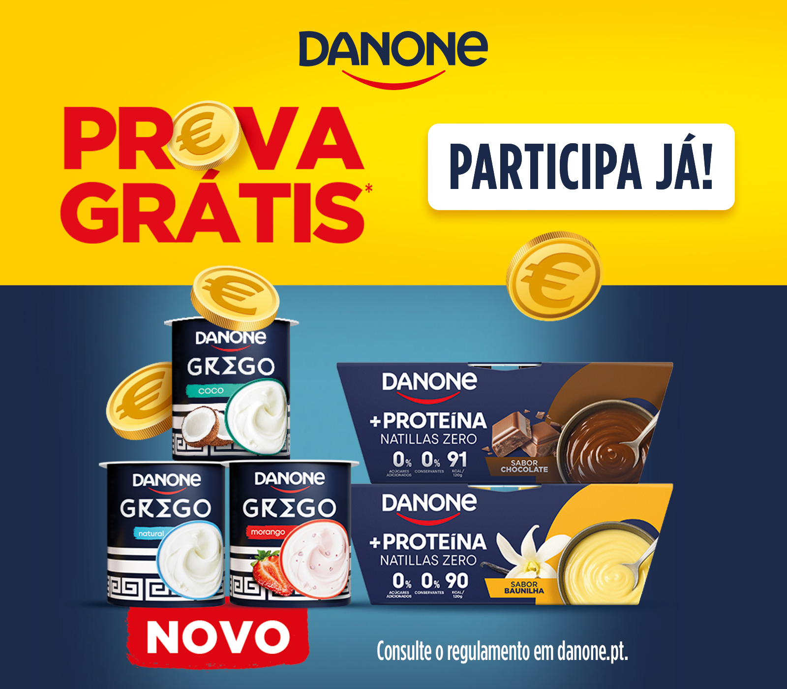Prova grátis Danone Grego e Danone +Proteína: experimenta e recebe o valor de volta