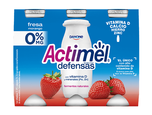 Actimel é um leite fermentado que contém o exclusivo fermento L.Casei Danone e Vitaminas D e B9. No âmbito de uma alimentação e estilo de vida saudáveis, as vitaminas D e B9 contribuem para o normal funcionamento do sistema imunitário. 
Disponível nos sabores Morango, Morango 0%, Original, Original 0%, Tutti Frutti e Cítricos.
Benefícios para a saúde
Com vitaminas (D e B9) e minerais (Fe e Zn) que ajudam o normal funcionamento do sistema imunitário. Deverá ser consumido integrado num regime alimentar variado e equilibrado e num modo de vida saudável. O consumo recomendado é de uma garrafa ao dia.
