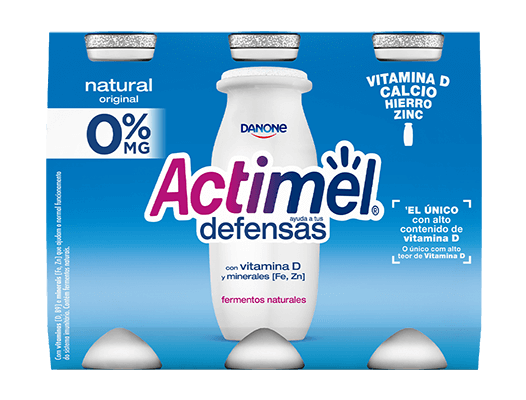 Actimel é um leite fermentado que contém o exclusivo fermento L.Casei Danone e Vitaminas D e B9. No âmbito de uma alimentação e estilo de vida saudáveis, as vitaminas D e B9 contribuem para o normal funcionamento do sistema imunitário. 
Disponível nos sabores Morango, Morango 0%, Original, Original 0%, Tutti Frutti e Cítricos.
Benefícios para a saúde
Com vitaminas (D e B9) e minerais (Fe e Zn) que ajudam o normal funcionamento do sistema imunitário. Deverá ser consumido integrado num regime alimentar variado e equilibrado e num modo de vida saudável. O consumo recomendado é de uma garrafa ao dia.