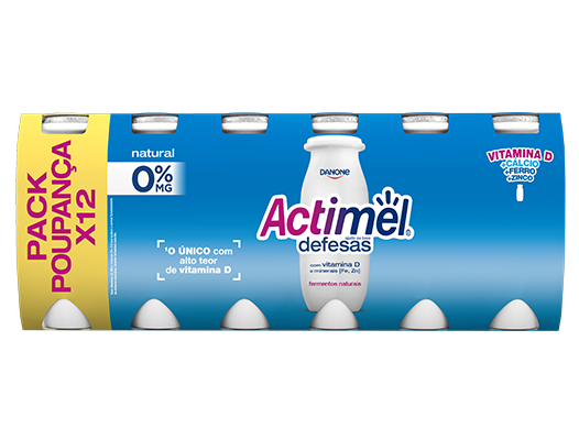 Actimel é um leite fermentado que contém o exclusivo fermento L.Casei Danone e Vitaminas D e B9. No âmbito de uma alimentação e estilo de vida saudáveis, as vitaminas D e B9 contribuem para o normal funcionamento do sistema imunitário. 
Disponível nos sabores Morango, Morango 0%, Original, Original 0%, Tutti Frutti e Cítricos.
Benefícios para a saúde
Com vitaminas (D e B9) e minerais (Fe e Zn) que ajudam o normal funcionamento do sistema imunitário. Deverá ser consumido integrado num regime alimentar variado e equilibrado e num modo de vida saudável. O consumo recomendado é de uma garrafa ao dia.