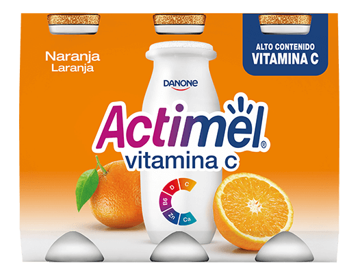 Actimel é um leite fermentado que contém o exclusivo fermento L.Casei Danone e Vitaminas D e B6. No âmbito de uma alimentação e estilo de vida saudáveis, as vitaminas D e B6 contribuem para o normal funcionamento do sistema imunitário.
Benefícios para a saúde
1Alto teor de vitaminas C e D e fonte de vitamina B6, cálcio e zinco. As vitaminas C, D e B6 e o zinco ajudam o normal funcionamento do sistema imunitário. É recomendado o consumo de uma garrafa por dia. Deverá ser consumido integrado num regime alimentar variado e equilibrado e num modo de vida saudável.