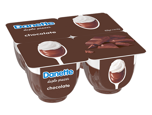 Danette Duplo prazer Chocolate, com uma irresistível camada de chantilly. Simplesmente deliciosos!
