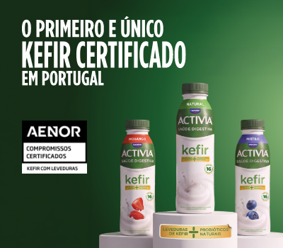 Activia Kefir é feito com 16 culturas vivas, entre bactérias e autênticas leveduras de Kefir. Tem tudo o que um Kefir deve ter, e o selo comprova-o.