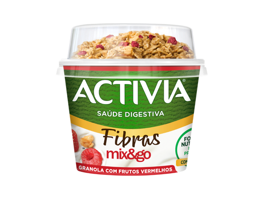 Desfrute da combina&ccedil;&atilde;o da cremosidade &uacute;nica de Activia com mistura de cereais e peda&ccedil;os de&nbsp;frutos vermelhos.
Dever&aacute; ser consumido integrado num regime alimentar variado e equilibrado e num modo de vida saud&aacute;vel.