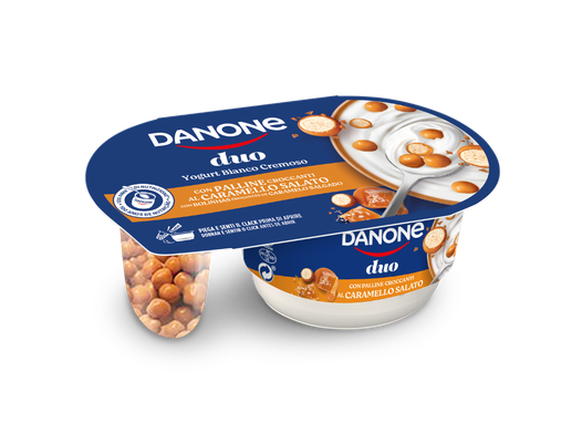 Iogurte batido com bolas de arroz e trigo revestidas com caramelo salgado
Benef&iacute;cios para a sa&uacute;de
Dever&aacute; ser consumido integrado num regime alimentar variado e equilibrado e num modo de vida saud&aacute;vel.